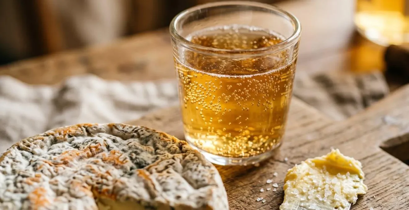Produits normands authentiques cidre fermier et fromages AOP dans composition gastronomique